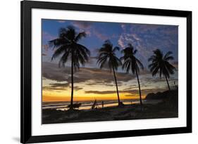 Palm Trees at Sunset on Playa Guiones Surfing Beach-Rob Francis-Framed Photographic Print