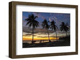 Palm Trees at Sunset on Playa Guiones Surfing Beach-Rob Francis-Framed Photographic Print