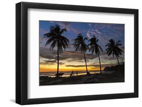 Palm Trees at Sunset on Playa Guiones Surfing Beach-Rob Francis-Framed Photographic Print
