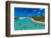 Palm trees at the blue lagoon, Fakarava, Tuamotu archipelago, French Polynesia-Michael Runkel-Framed Photographic Print