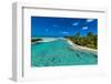 Palm trees at the blue lagoon, Fakarava, Tuamotu archipelago, French Polynesia-Michael Runkel-Framed Photographic Print