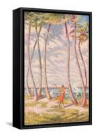 Palm Trees Blowing in the Wind-null-Framed Stretched Canvas
