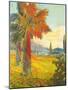 Palm Trees, Grapefruit-null-Mounted Art Print