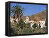 Palm Trees, Houses and Church at Betancuria, on Fuerteventura in the Canary Islands, Spain, Europe-Lightfoot Jeremy-Framed Stretched Canvas