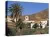 Palm Trees, Houses and Church at Betancuria, on Fuerteventura in the Canary Islands, Spain, Europe-Lightfoot Jeremy-Stretched Canvas