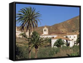 Palm Trees, Houses and Church at Betancuria, on Fuerteventura in the Canary Islands, Spain, Europe-Lightfoot Jeremy-Framed Stretched Canvas