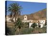 Palm Trees, Houses and Church at Betancuria, on Fuerteventura in the Canary Islands, Spain, Europe-Lightfoot Jeremy-Stretched Canvas