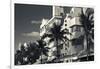 Palm trees in front of art Deco hotels, Ocean Drive, South Beach, Miami Beach, Miami-Dade County...-Panoramic Images-Framed Photographic Print