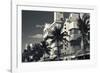 Palm trees in front of art Deco hotels, Ocean Drive, South Beach, Miami Beach, Miami-Dade County...-Panoramic Images-Framed Photographic Print