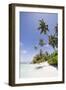 Palm trees lean over white sand, under a blue sky, on Bandos Island in The Maldives, Indian Ocean,-Stuart Forster-Framed Photographic Print