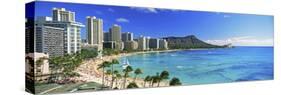 Palm Trees on the Beach, Diamond Head, Waikiki Beach, Oahu, Honolulu, Hawaii, USA-null-Stretched Canvas