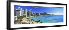 Palm Trees on the Beach, Diamond Head, Waikiki Beach, Oahu, Honolulu, Hawaii, USA-null-Framed Premium Photographic Print