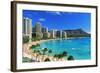 Palm trees on the beach, Diamond Head, Waikiki Beach, Oahu, Honolulu, Hawaii, USA-null-Framed Photographic Print