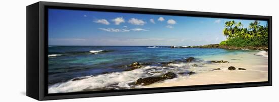 Palm Trees on the Beach, Waimea Bay, Oahu, Hawaii, USA-null-Framed Stretched Canvas