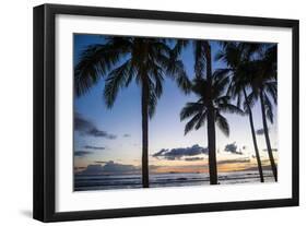 Palm Trees on Waikiki Beach, Oahu, Hawaii, United States of America, Pacific-Michael-Framed Photographic Print