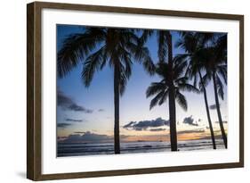 Palm Trees on Waikiki Beach, Oahu, Hawaii, United States of America, Pacific-Michael-Framed Photographic Print