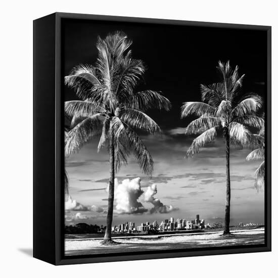 Palm Trees overlooking Downtown Miami - Florida-Philippe Hugonnard-Framed Stretched Canvas