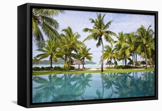 Palm Trees Reflect In The Pool At The Four Seasons Bora Bora-Karine Aigner-Framed Stretched Canvas