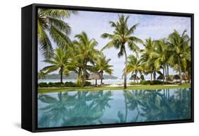 Palm Trees Reflect In The Pool At The Four Seasons Bora Bora-Karine Aigner-Framed Stretched Canvas