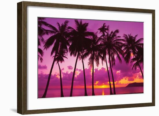Palm Trees Silhouette Thailand-null-Framed Art Print
