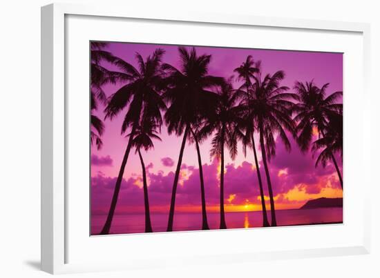 Palm Trees Silhouette Thailand-null-Framed Art Print