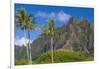 Palm Trees with Mountain Range in the Background, Tahiti, French Polynesia-null-Framed Photographic Print