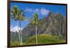 Palm Trees with Mountain Range in the Background, Tahiti, French Polynesia-null-Framed Photographic Print
