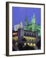 Palma Bay Cathedral Illuminated at Night, on Majorca, Balearic Islands, Spain, Europe-null-Framed Photographic Print