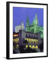 Palma Bay Cathedral Illuminated at Night, on Majorca, Balearic Islands, Spain, Europe-null-Framed Photographic Print