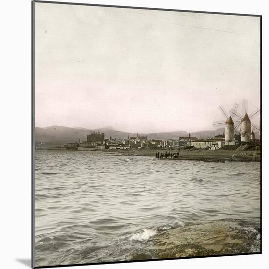 Palma (Island of Majorca, Balearics, Spain), the Suburb of Molinar Seen from the Sea, Circa 1895-Leon, Levy et Fils-Mounted Giclee Print