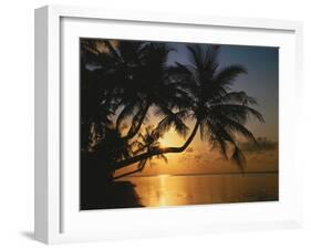 Palmenstrand, Sonnenuntergang, Meer, Ufer, Palmen, Abendsonne, Urlaub-Thonig-Framed Photographic Print