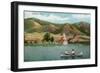 Palmer Lake, Colorado, View of a Couple in a Rowboat on the Lake-Lantern Press-Framed Art Print