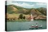 Palmer Lake, Colorado, View of a Couple in a Rowboat on the Lake-Lantern Press-Stretched Canvas