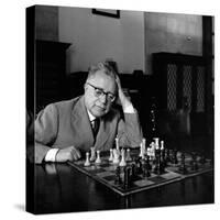 Palmiro Togliatti Thoughtful in Front of a Chessboard-Marisa Rastellini-Stretched Canvas