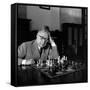 Palmiro Togliatti Thoughtful in Front of a Chessboard-Marisa Rastellini-Framed Stretched Canvas