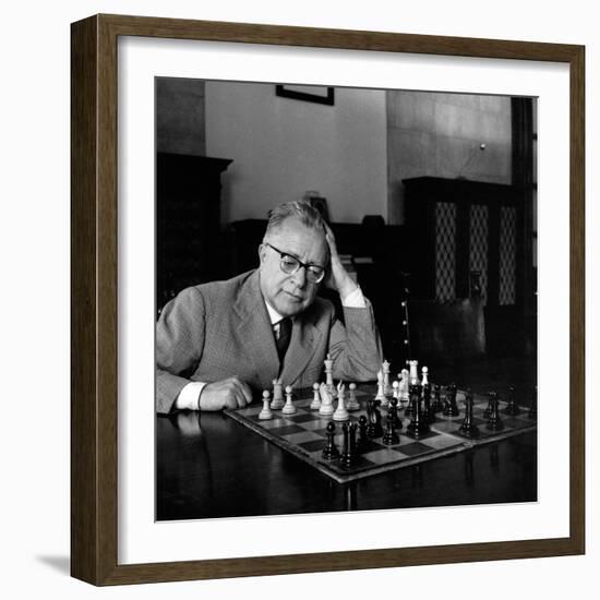 Palmiro Togliatti Thoughtful in Front of a Chessboard-Marisa Rastellini-Framed Photographic Print