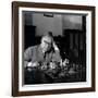 Palmiro Togliatti Thoughtful in Front of a Chessboard-Marisa Rastellini-Framed Photographic Print