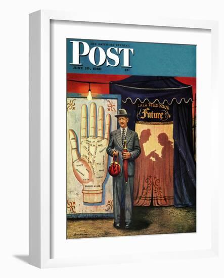 "Palmist" Saturday Evening Post Cover, June 10, 1950-Stevan Dohanos-Framed Giclee Print