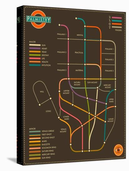 Palmistry Map-Jazzberry Blue-Stretched Canvas