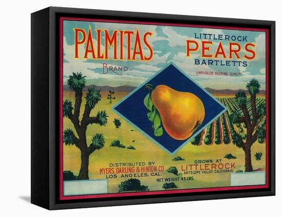 Palmitas Pear Crate Label - Antelope Valley, CA-Lantern Press-Framed Stretched Canvas