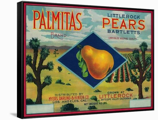 Palmitas Pear Crate Label - Antelope Valley, CA-Lantern Press-Framed Stretched Canvas