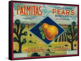 Palmitas Pear Crate Label - Antelope Valley, CA-Lantern Press-Framed Stretched Canvas