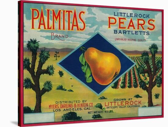 Palmitas Pear Crate Label - Antelope Valley, CA-Lantern Press-Stretched Canvas