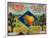 Palmitas Pear Crate Label - Antelope Valley, CA-Lantern Press-Framed Art Print