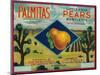 Palmitas Pear Crate Label - Antelope Valley, CA-Lantern Press-Mounted Art Print