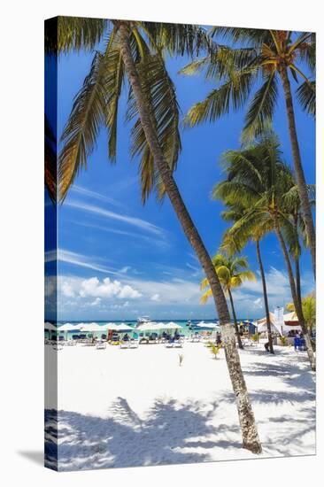 Palms and Umbrellas, Isla Mujeres, Mexico-George Oze-Stretched Canvas