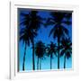 Palms Black on Blue I-Mia Jensen-Framed Art Print