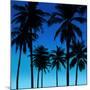 Palms Black on Blue I-Mia Jensen-Mounted Art Print