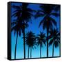 Palms Black on Blue I-Mia Jensen-Framed Stretched Canvas