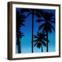 Palms Black on Blue II-Mia Jensen-Framed Art Print